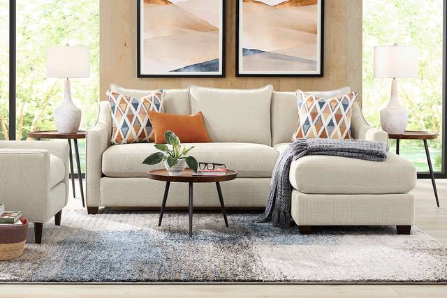 Soho Place Beige 6 Pc Living Room with Gel Foam Sleeper Chaise Sofa - Thumbnail - Image 1