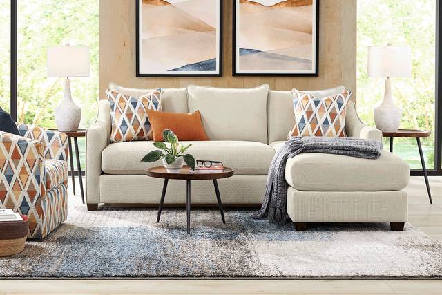 Soho Place Beige 6 Pc Living Room with Gel Foam Sleeper Chaise Sofa - Thumbnail - Image 1