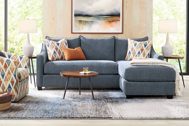 Soho Place Navy 6 Pc Living Room with Gel Foam Sleeper Chaise Sofa - Thumbnail - Image 1