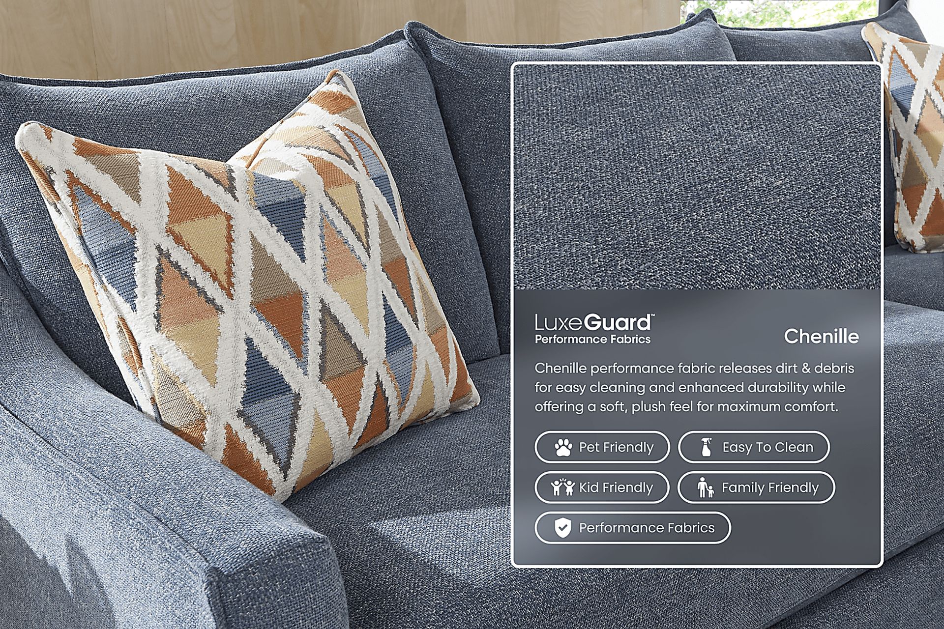 Soho Place Navy Gel Foam Sleeper Chaise Sofa - Image 3