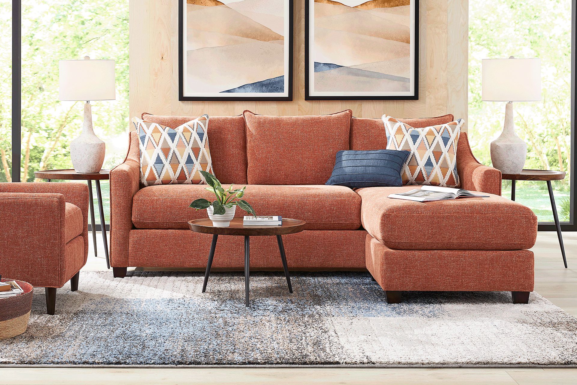 Soho Place Russet 6 Pc Living Room with Sleeper Chaise Sofa - Image 1