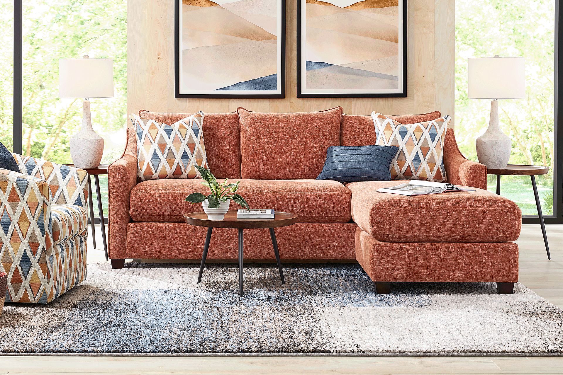 Soho Place Russet 6 Pc Living Room with Sleeper Chaise Sofa - Image 1