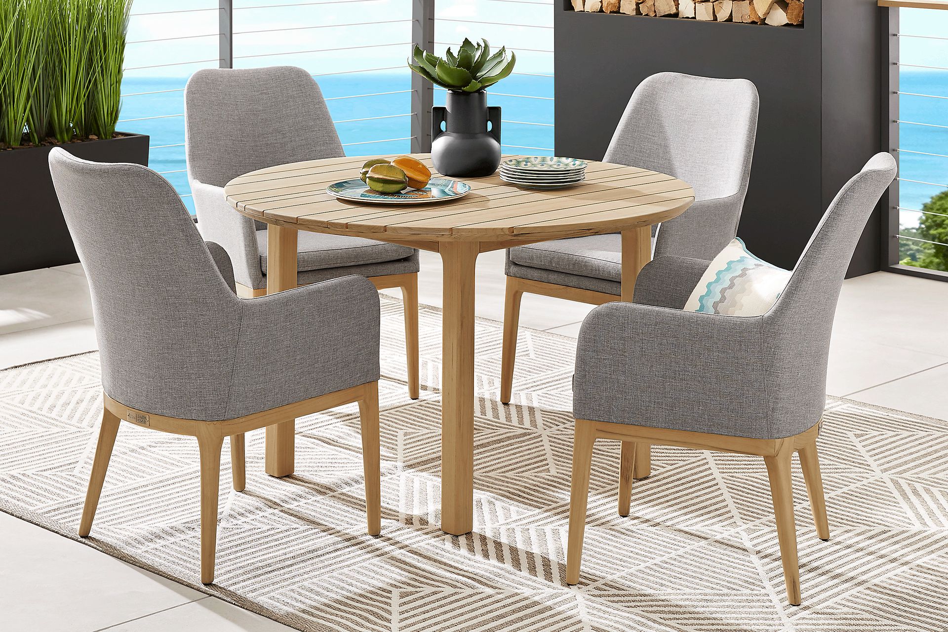 Soho Teak 48 in. Round Outdoor Dining Table - Image 2