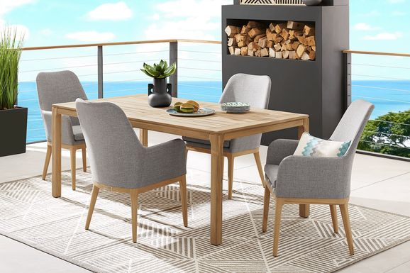 Soho Brown 5 Pc 71 in. Rectangle Outdoor Dining Set with Gray Cushions