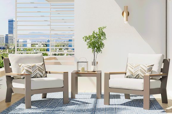 Solana 3 Pc Taupe Outdoor Seating Set with Natural Cushions