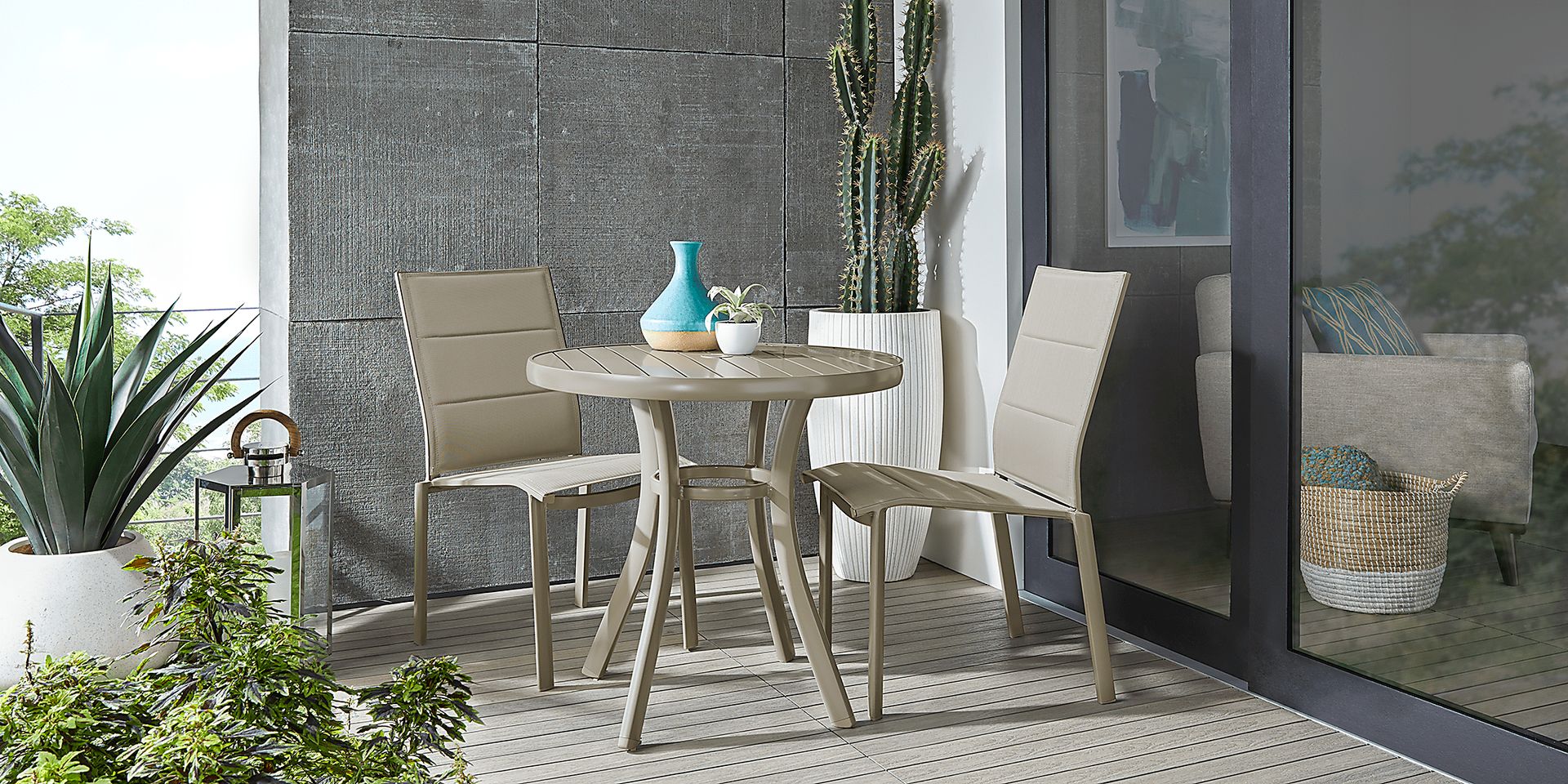 Solana Taupe 32 in. Round Outdoor Dining Table - Image 2