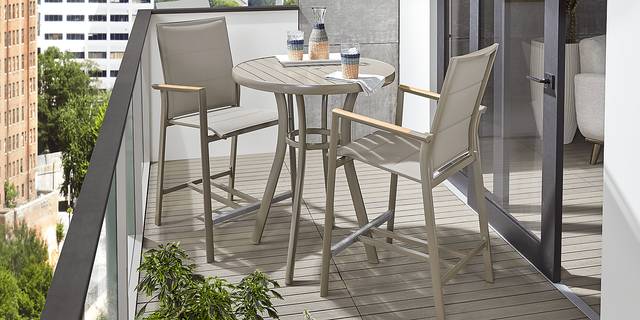 Solana Taupe 3 Pc Outdoor Balcony Dining Set - Thumbnail - Image 1