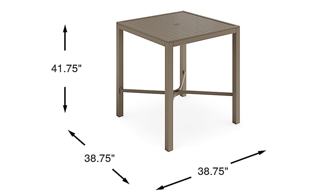 Solana Taupe 38 in. Square Bar Height Outdoor Dining Table