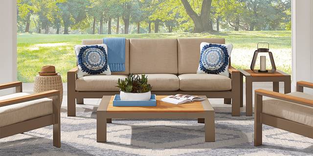 Solana Taupe Outdoor Club Chair with Beige Cushions - Thumbnail - Image 2