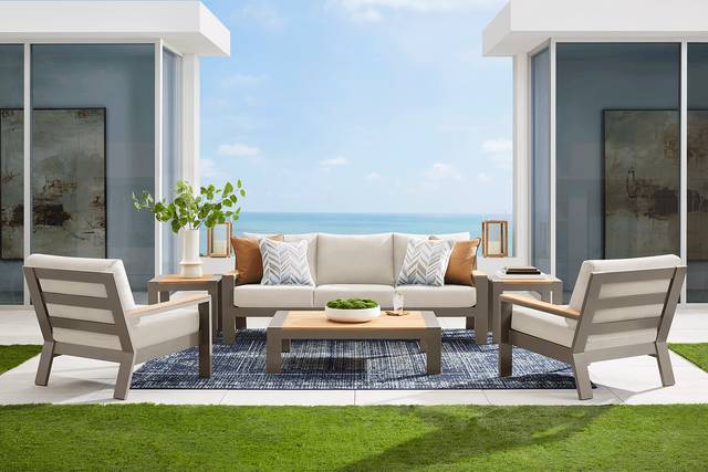 Solana Taupe Outdoor Club Chair with Bisque Cushions - Thumbnail - Image 2