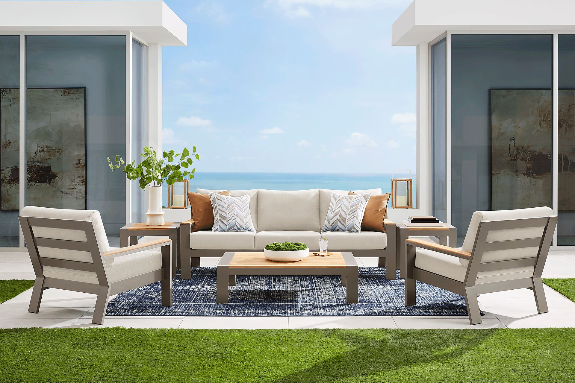Solana Taupe Outdoor Club Chair with Bisque Cushions - Image 2
