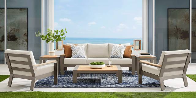 Solana Taupe Outdoor Club Chair with Bisque Cushions - Thumbnail - Image 2