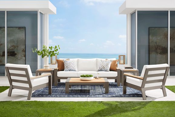 Solana Taupe 4 Pc Outdoor Sofa Seating Set With Natural Cushions