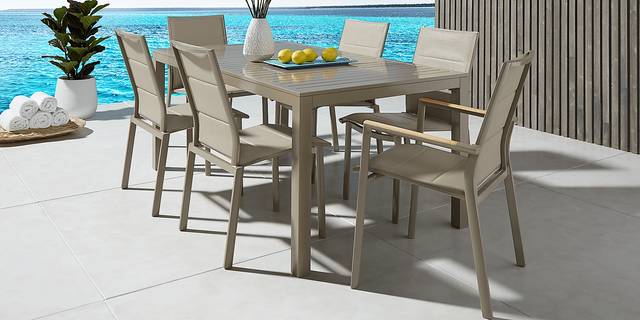 Solana Taupe 70 in. Rectangle Outdoor Dining Table - Thumbnail - Image 2