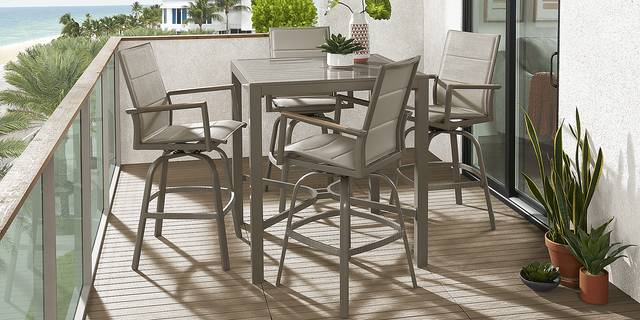 Solana Taupe 38 in. Square Bar Height Outdoor Dining Table - Thumbnail - Image 2