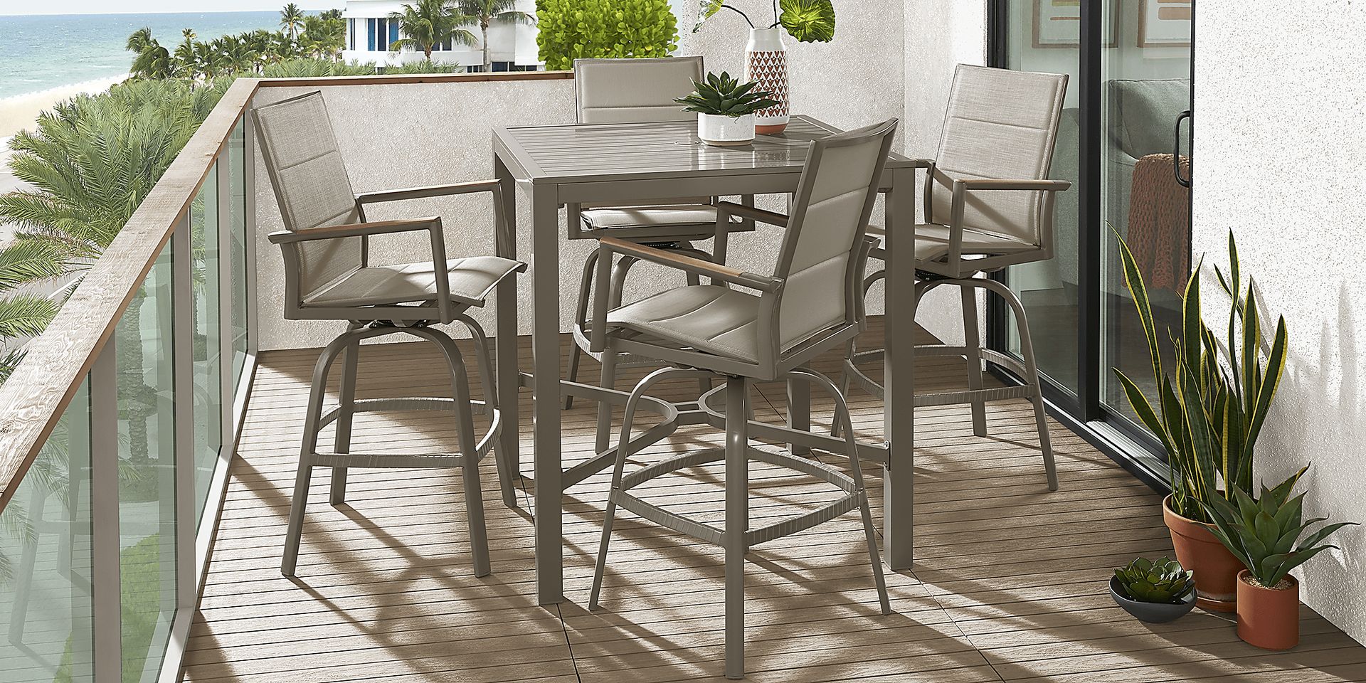 Solana Taupe 38 in. Square Bar Height Outdoor Dining Table - Image 2