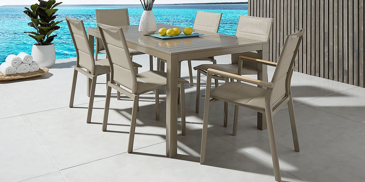 Taupe dining table set hot sale