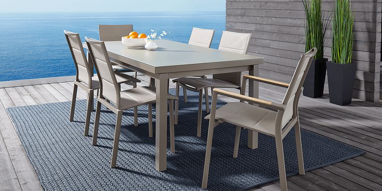 Solana Taupe 7 Pc 70 in. Rectangle Outdoor Dining Set