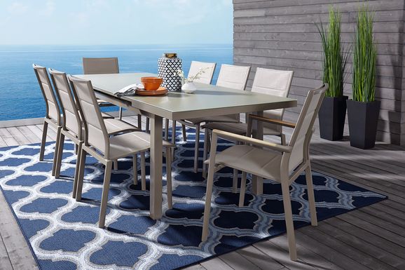 Solana Taupe 7 Pc 71-94 in. Rectangle Outdoor Dining Set