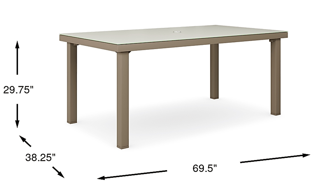Solana Taupe 70 in. Glass Rectangle Outdoor Dining Table