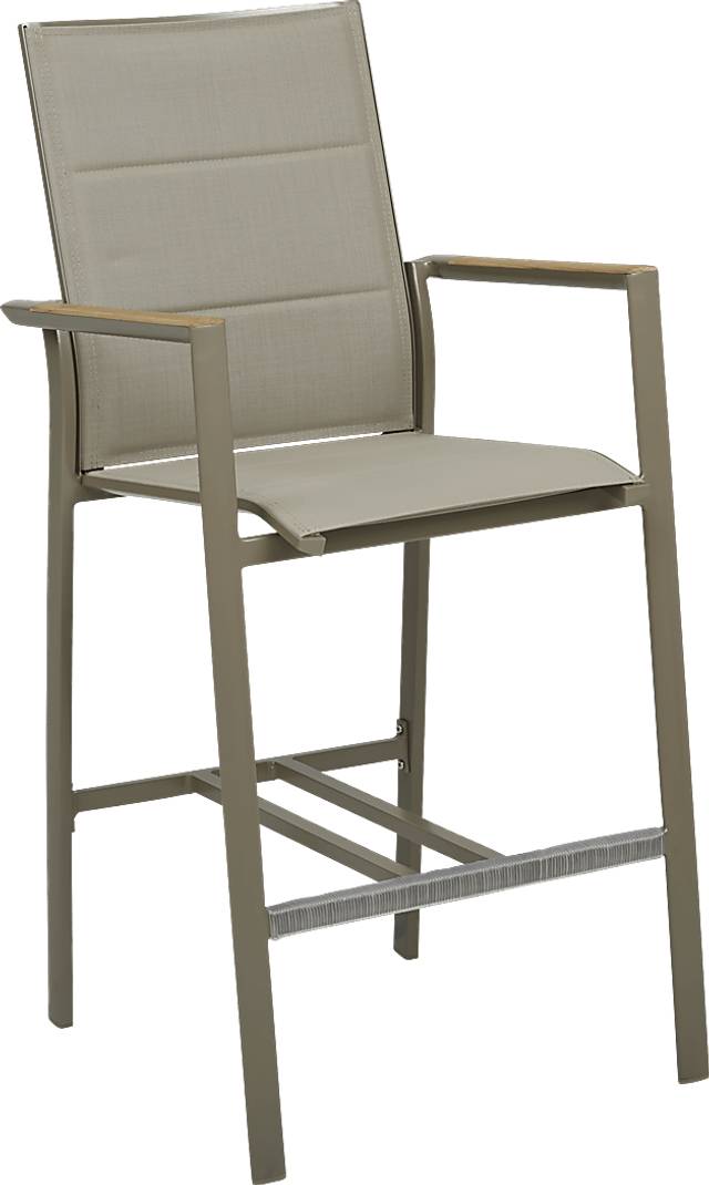 Solana Taupe Outdoor Bar Height Stool - Thumbnail - Image 1