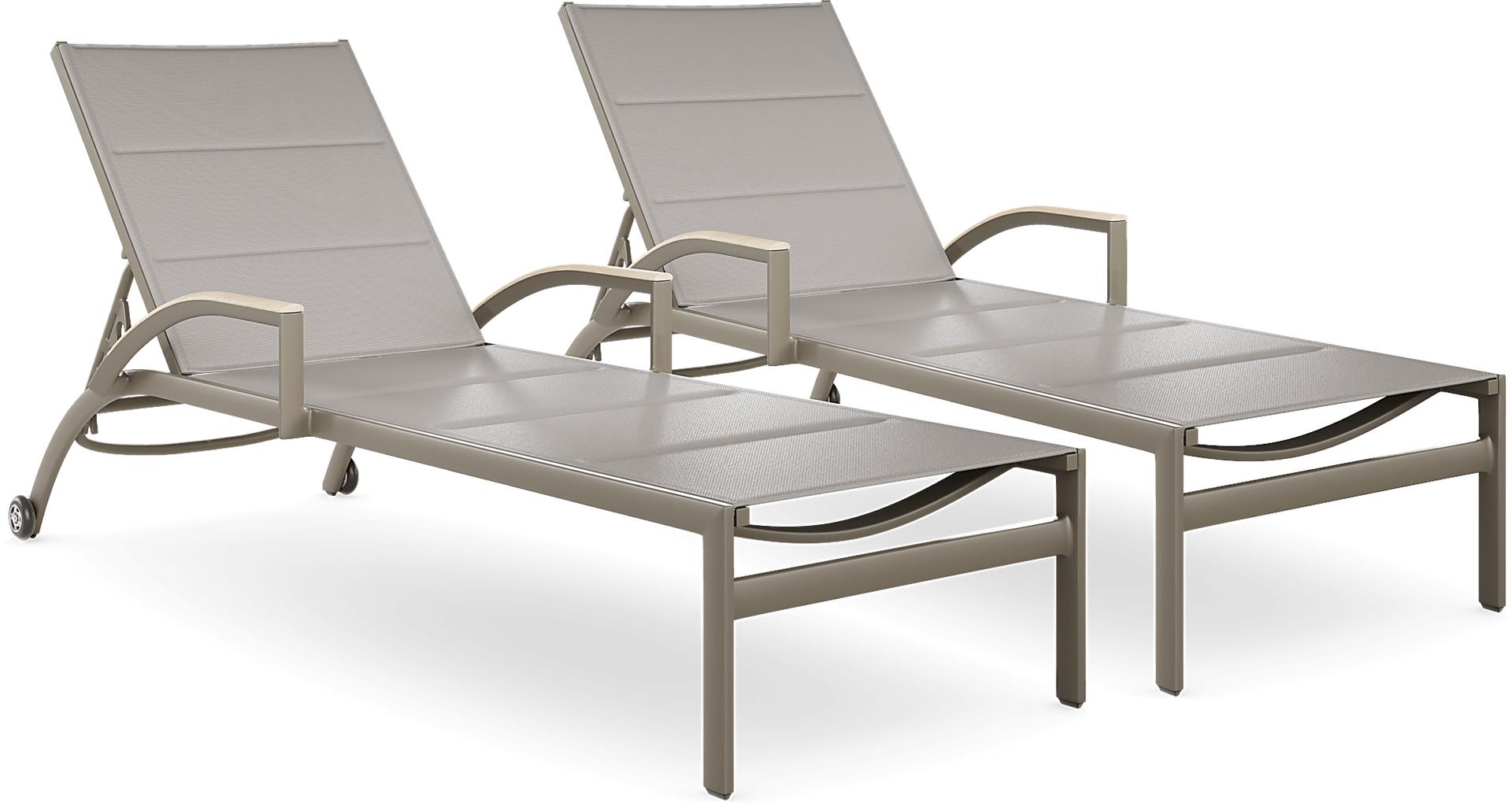 Solana Taupe Outdoor Chaises, Set of 2
