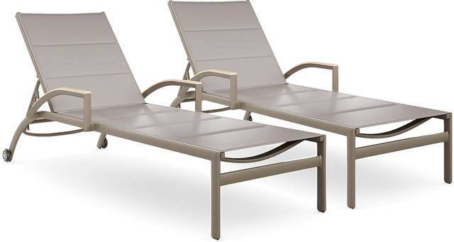Solana Taupe Outdoor Chaises, Set of 2 - Thumbnail - Image 1