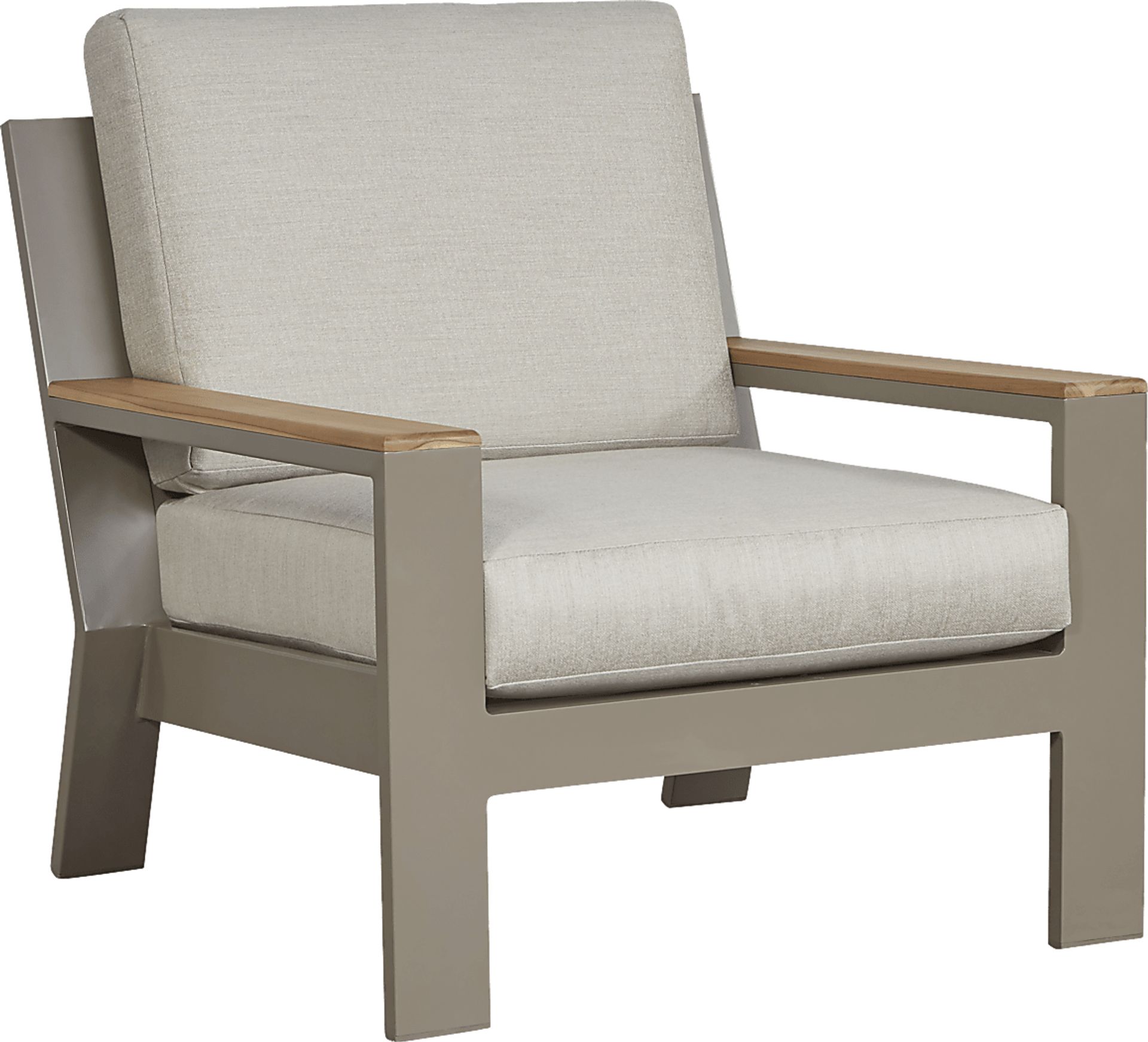 Solana Taupe Outdoor Club Chair with Beige Cushions - Image 1