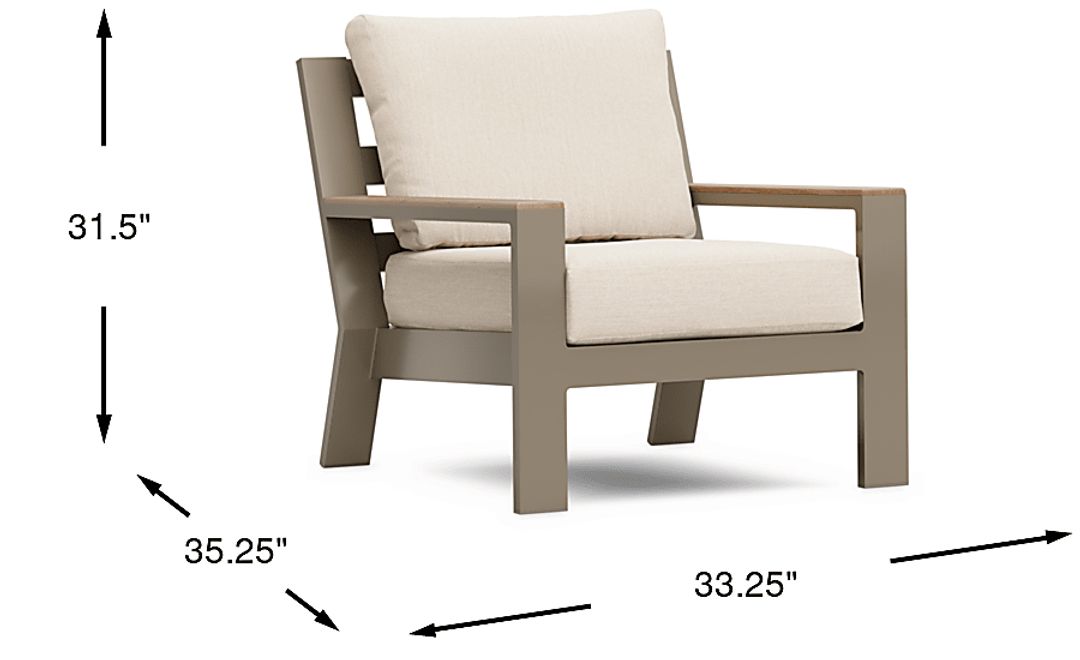 Solana Taupe Outdoor Club Chair with Bisque Cushions
