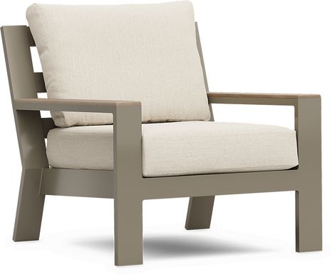 Solana Taupe Outdoor Club Chair with Bisque Cushions