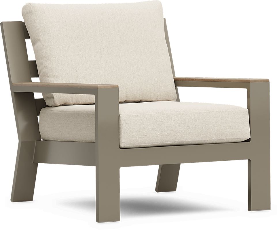 Solana Taupe Outdoor Club Chair with Bisque Cushions