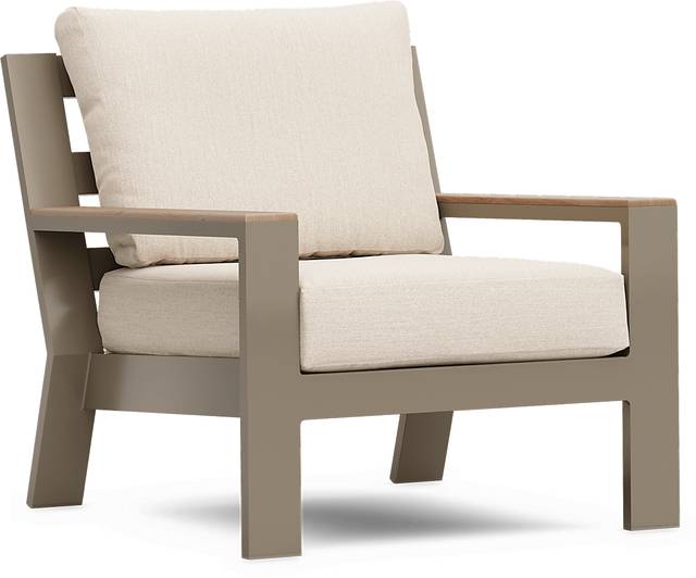 Solana Taupe Outdoor Club Chair with Bisque Cushions - Thumbnail - Image 1