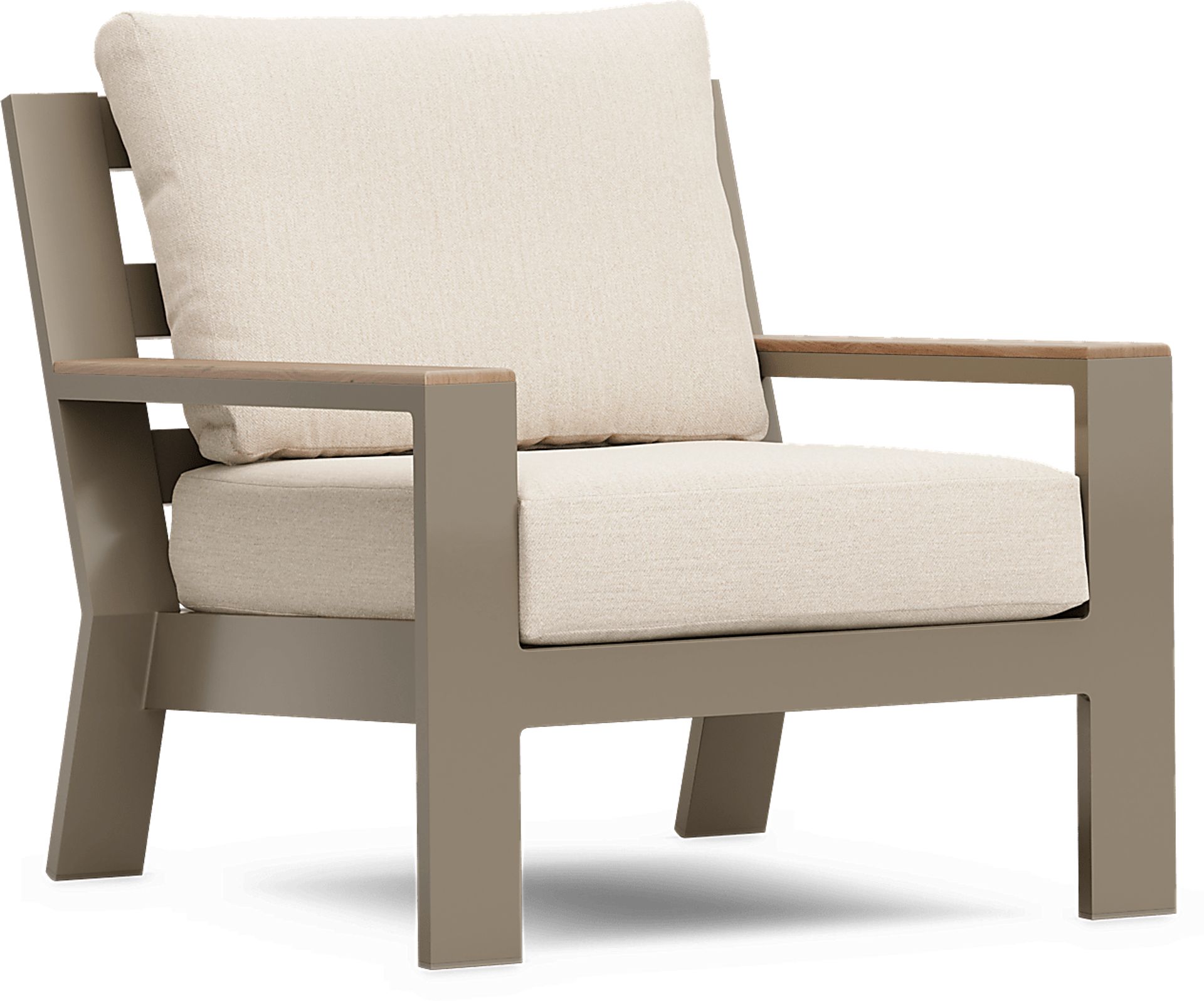 Solana Taupe Outdoor Club Chair with Bisque Cushions - Image 1