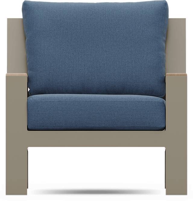Solana Taupe Outdoor Club Chair with Blueberry Cushions - Thumbnail - Image 3