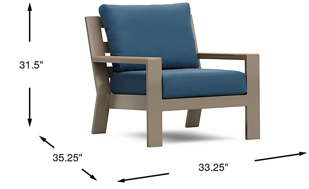 Solana Taupe Outdoor Club Chair with Blueberry Cushions
