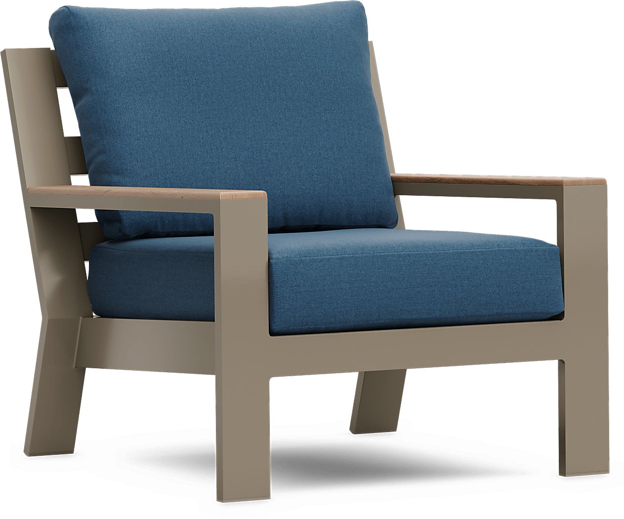 Solana Taupe Outdoor Club Chair with Blueberry Cushions