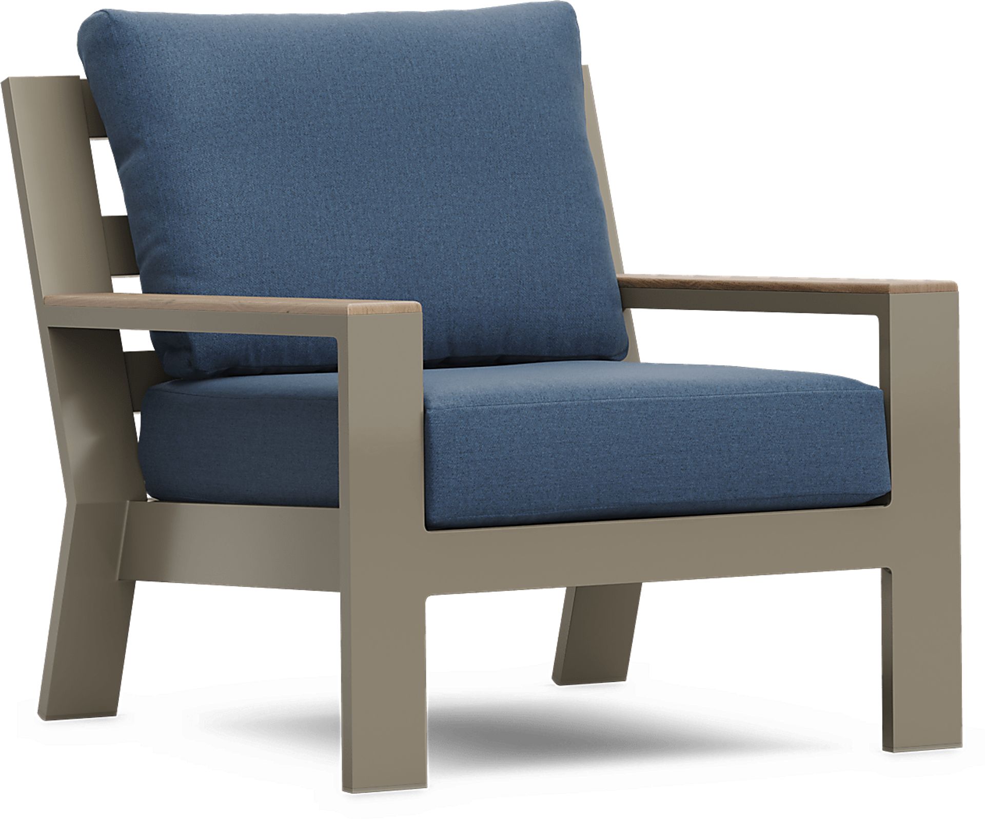Solana Taupe Outdoor Club Chair with Blueberry Cushions - Image 1