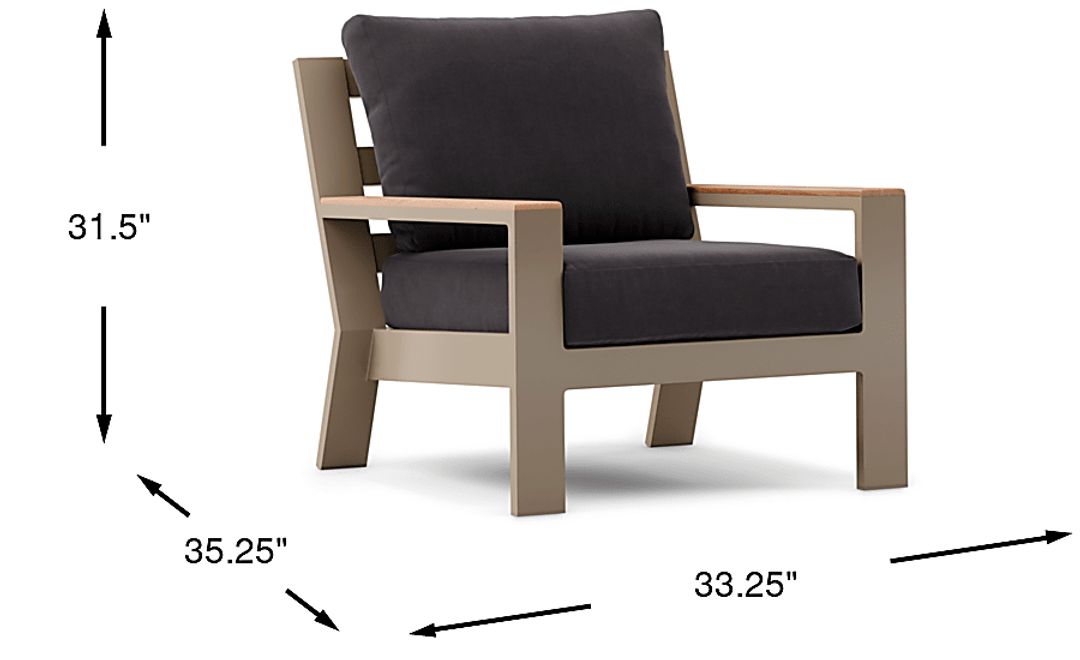 Solana Taupe Outdoor Club Chair with Charcoal Cushions
