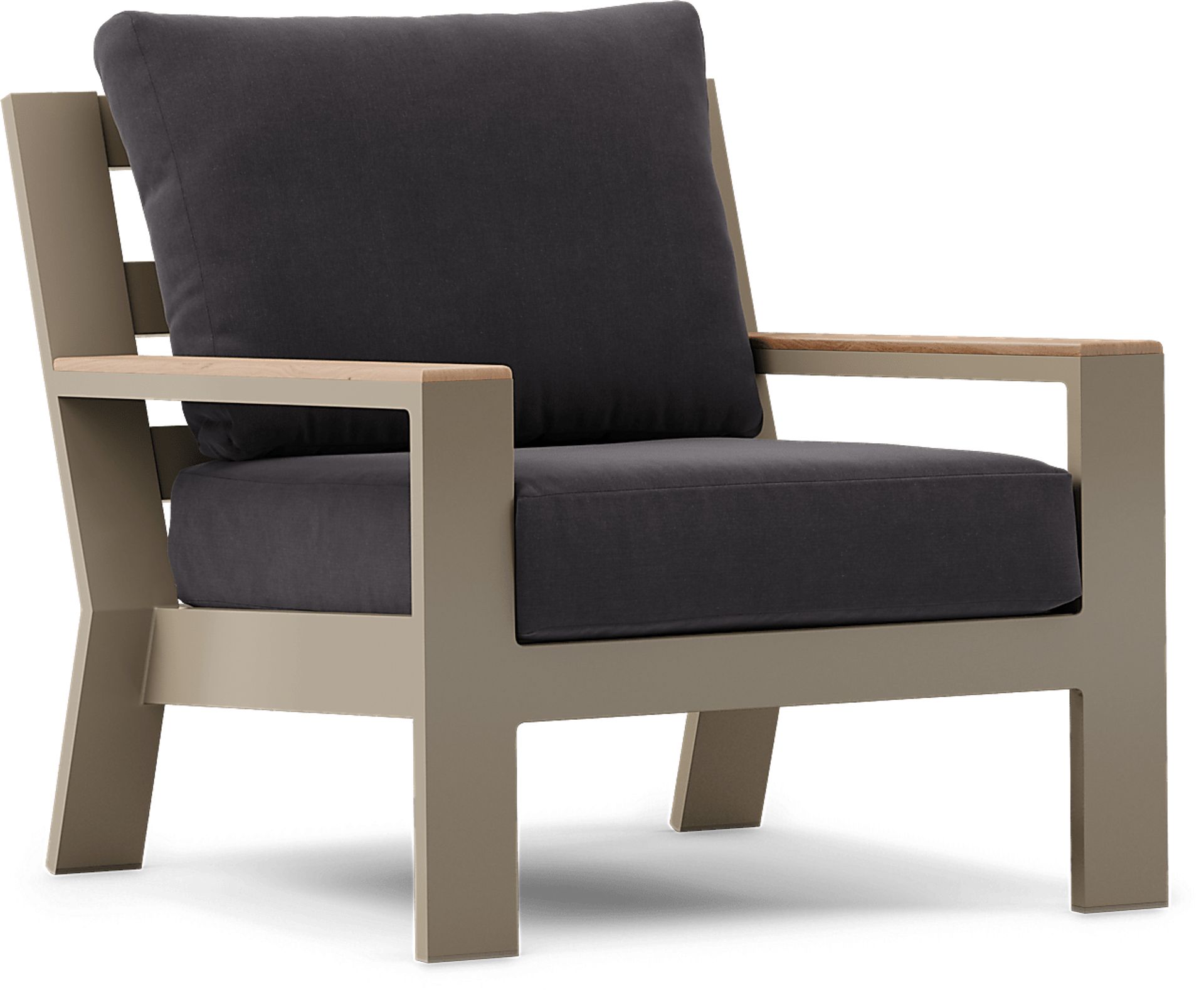 Solana Taupe Outdoor Club Chair with Charcoal Cushions - Image 1