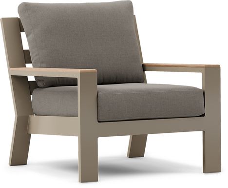 Solana Taupe Outdoor Club Chair with Mushroom Cushions