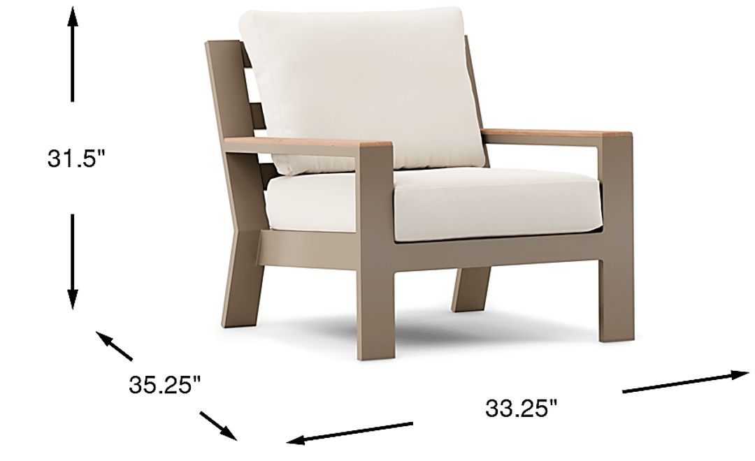 Solana Taupe Outdoor Club Chair with Natural Cushions