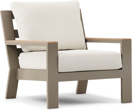 Solana Taupe Outdoor Club Chair with Natural Cushions