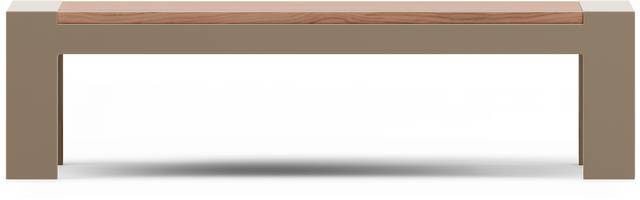 Solana Taupe Outdoor Cocktail Table with Teak Top - Thumbnail - Image 2