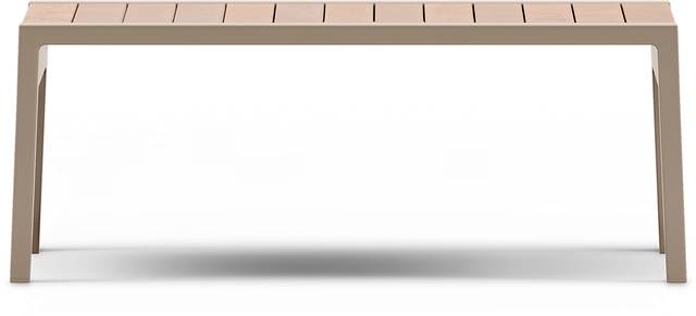 Solana Taupe Outdoor Cocktail Table with Teak Top - Thumbnail - Image 3