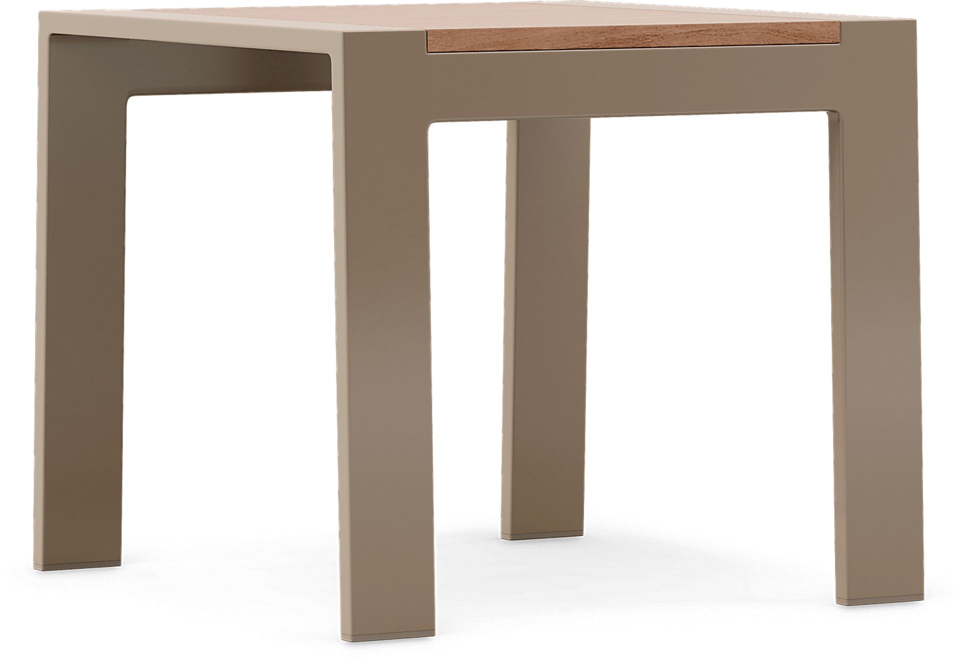 Solana Taupe Outdoor End Table with Teak Top - Image 1