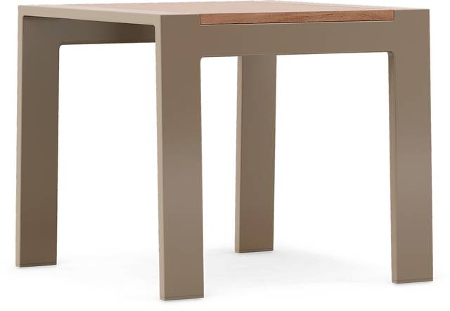 Solana Taupe Outdoor End Table with Teak Top - Thumbnail - Image 1