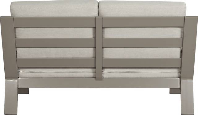 Solana Taupe Outdoor Loveseat with Beige Cushions - Thumbnail - Image 2