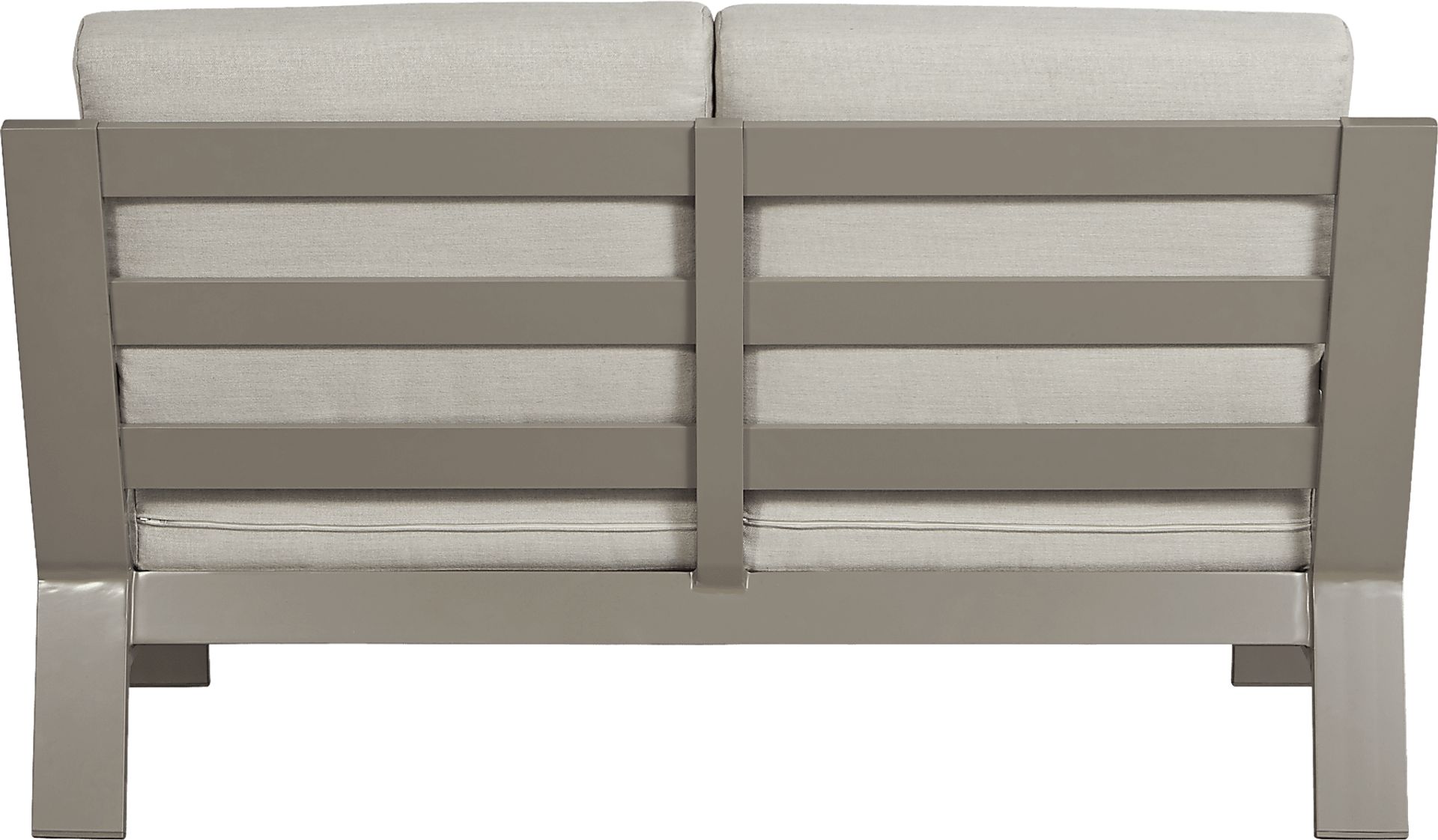 Solana Taupe Outdoor Loveseat with Beige Cushions - Image 2