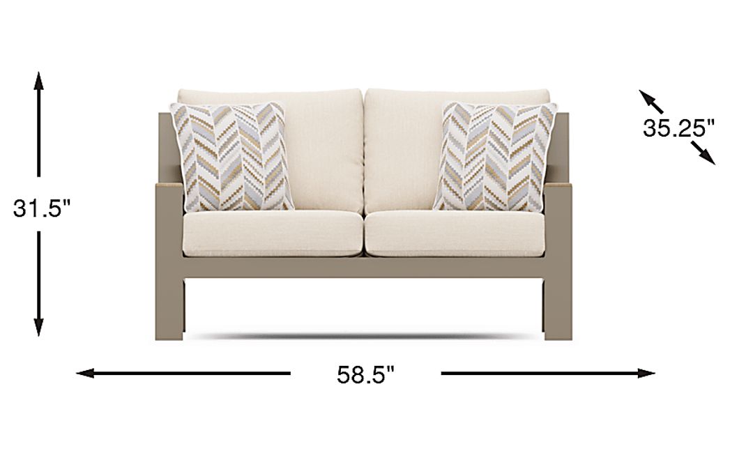 Solana Taupe Outdoor Loveseat with Bisque Cushions