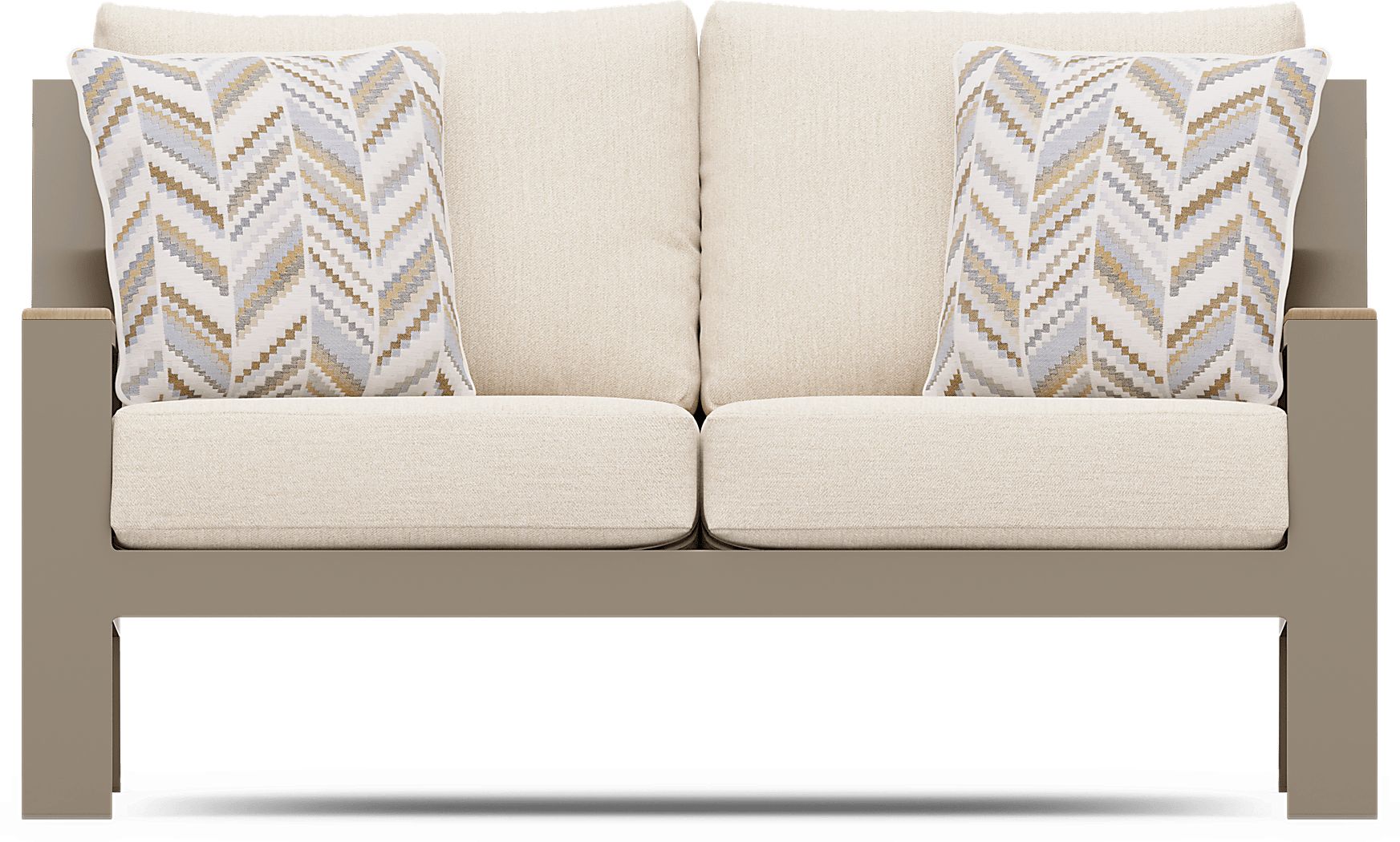 Solana Taupe Outdoor Loveseat with Bisque Cushions